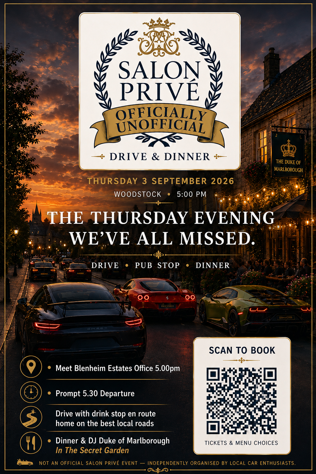 Salon Privé Officially Unofficial Drive & Dinner 3rd September 2026