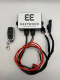 Eastwood Engineering valve controller kit with remote, wiring, and connectors on white background