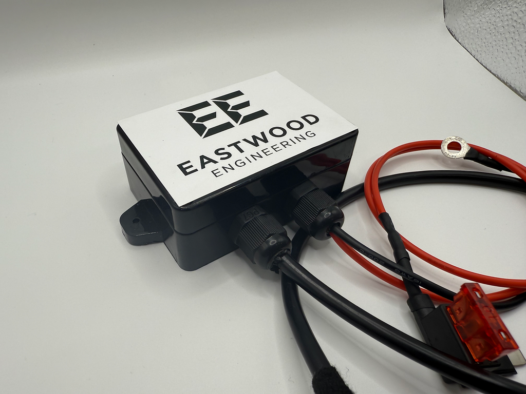 Eastwood Engineering valve controller unit with wiring and connectors on white background