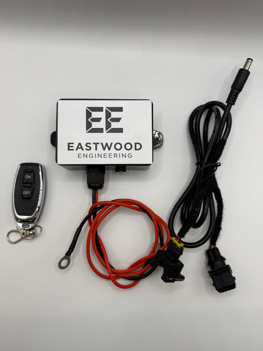 Eastwood Engineering valve controller kit with remote and wiring on white background